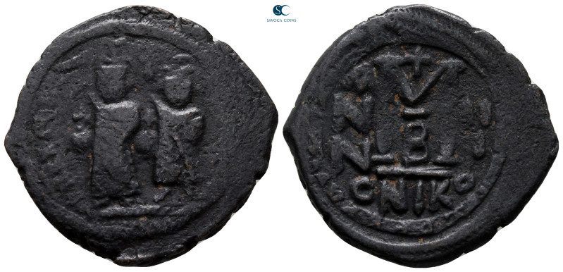 Heraclius with Heraclius Constantine AD 610-641. Nikomedia
Follis or 40 Nummi Æ...