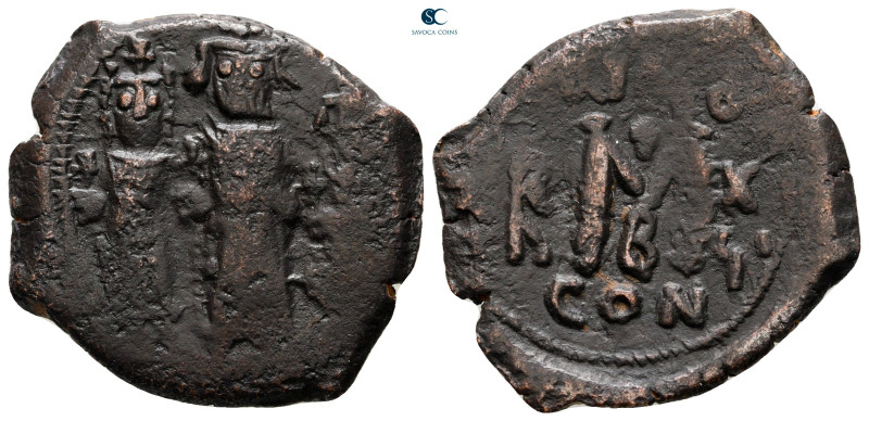 Heraclius, with Martina and Heraclius Constantine AD 610-641. Constantinople
Fo...