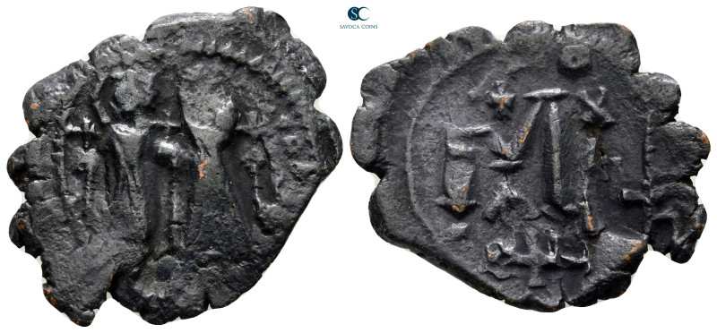 Heraclius, with Martina and Heraclius Constantine AD 610-641. Constantinople
Fo...