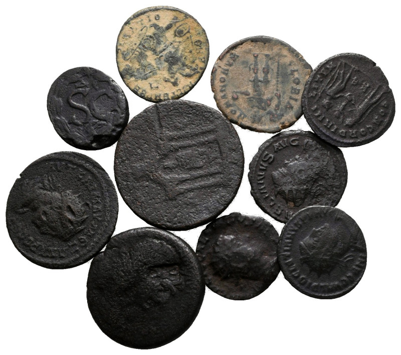 Lot of ca. 10 roman bronze coins / SOLD AS SEEN, NO RETURN!

nearly very fine