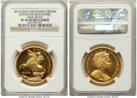 British Administration. Elizabeth II gold Proof Crown 2015 PR70 Ultra Cameo NGC, Pobjoy mint, KM-Unl. Mintage: 500. High Relief issue. A splendid coin...