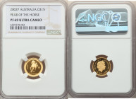 Elizabeth II gold Proof "Year of the Horse" 15 Dollars 2002-P PR69 Ultra Cameo NGC, Perth mint, KM584. Mintage: 7,000. Accompanied by COA #249. 

HID0...