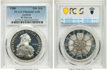 Republic Pair of Certified silver Proof 500 Schilling PCGS, 1) "Maria Theresa - Death Bicentennial" 500 Schilling 1980 - PR68 Deep Cameo, KM2949 2) "A...