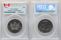 Elizabeth II platinum "Maple Leaf" 50 Dollars (1 oz) 2009 MS69 PCGS, Royal Canadian mint, KM195. First Strike holder. 

HID09801242017

© 2022 Heritag...