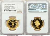Elizabeth II gold Proof "Mi'kmaq Butterfly" 200 Dollars 1999 PR69 Ultra Cameo NGC, Royal Canadian mint, KM358. 

HID09801242017

© 2022 Heritage Aucti...