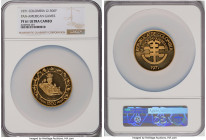 Republic gold Proof "Pan-American Games" 1500 Pesos 1971 PR61 Ultra Cameo NGC, KM252. Mintage: 6,000. Struck for the 6th Pan-American games held in Ca...