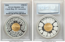 Republic bimetallic gold & silver Proof "EU Accession" 2500 Korun 2004 PR68 Deep Cameo PCGS, KM76. Mintage: 8,117. Struck to commemorate the Czech Rep...