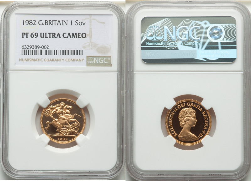 Elizabeth II gold Proof Sovereign 1982 PR69 Ultra Cameo NGC, KM919, S-SC1. Minta...