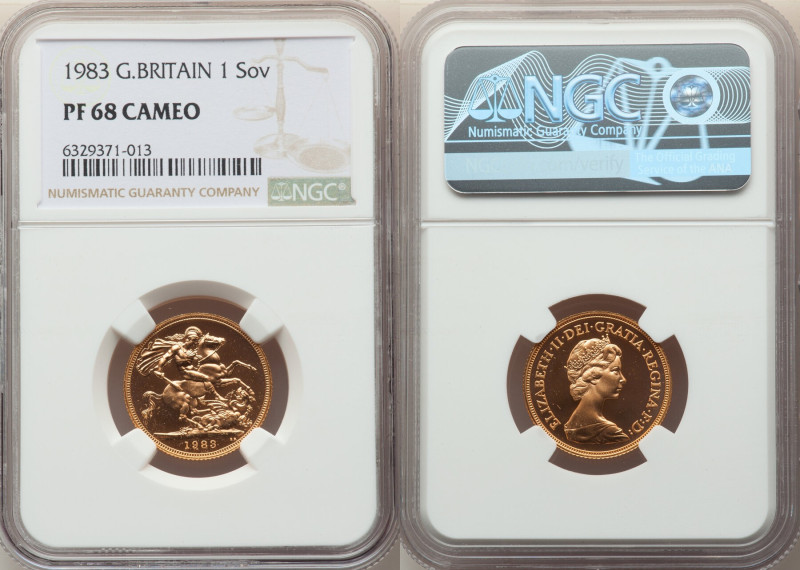 Elizabeth II gold Proof Sovereign 1983 PR68 Cameo NGC, KM919, S-SC1. 

HID098012...