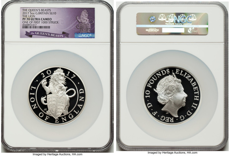 Elizabeth II silver Proof "Queen's Beasts - Lion of England" 10 Pounds (5 oz) 20...