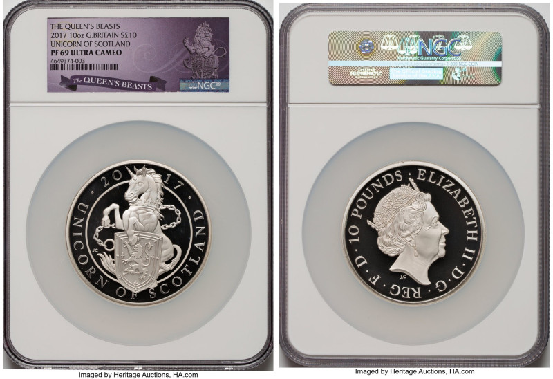 Elizabeth II silver Proof "Queen's Beasts - Unicorn of Scotland" 10 Pounds (10 o...