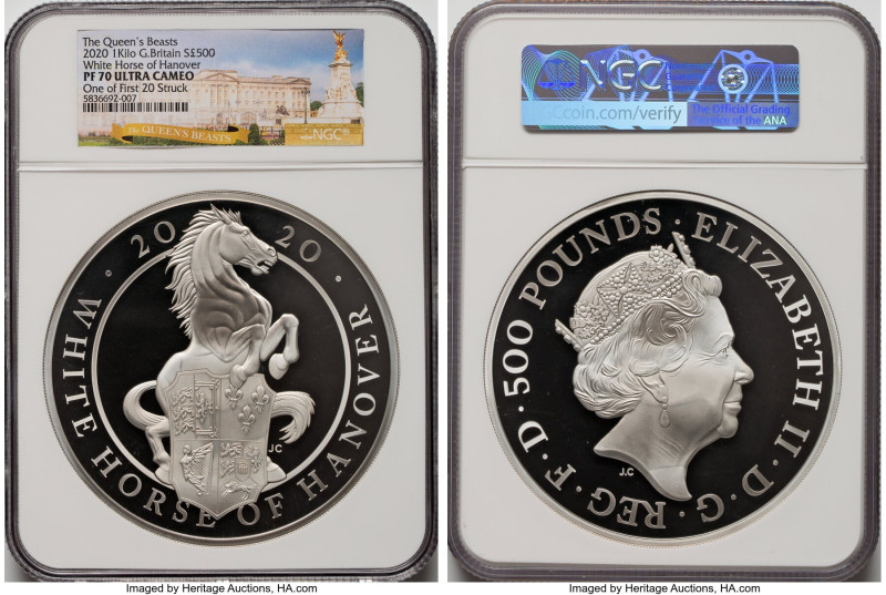 Elizabeth II silver Proof "Queen's Beasts - White Horse of Hanover" 500 Pounds (...