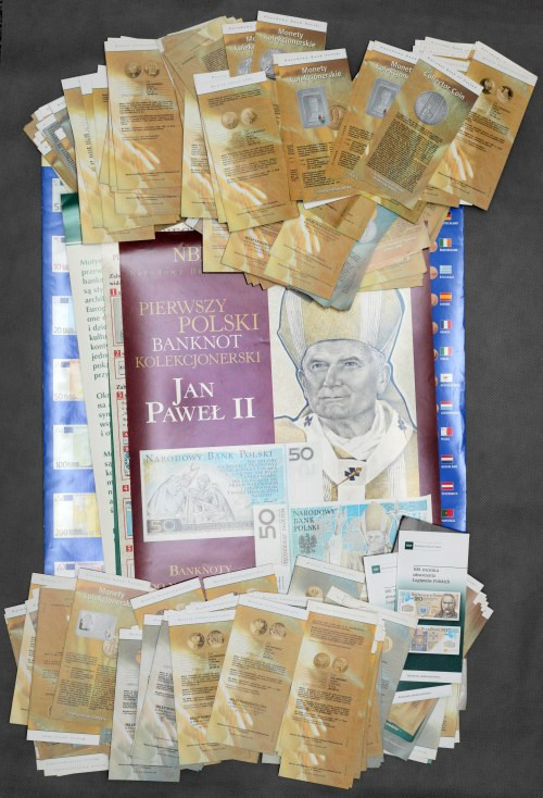 Foldery emisyjne, plakaty i ulotki NBP W zestawie wiele wczesnych, rzadkich fold...