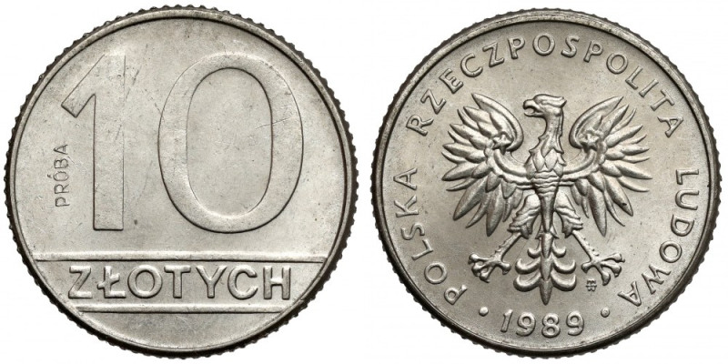 Próba NIKIEL 10 złotych 1989 Odmiana bita stemplem zwykłym.
Reference: Parchimo...