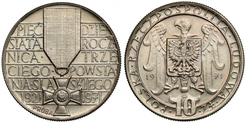 Próba MIEDZIONIKIEL 10 złotych 1971 Powstanie Śląskie Oto pierwsza z bardzo rzad...