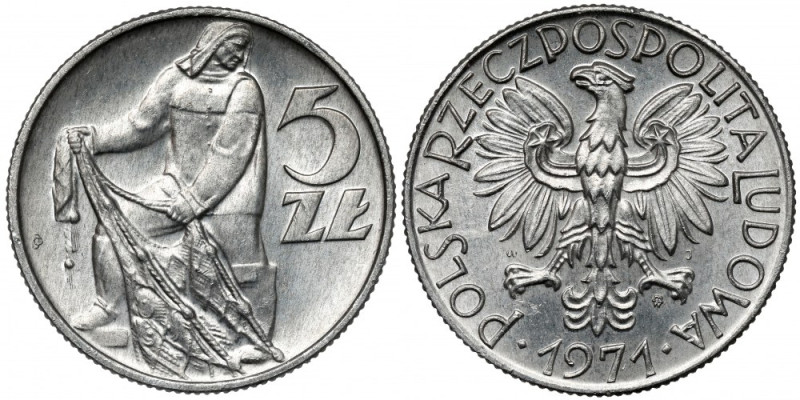 Rybak 5 złotych 1971 Skaleczony na rancie.&nbsp; Reference: Parchimowicz 220.d
...