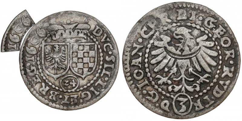 Śląsk, Jan Chrystian i Jerzy Rudolf, 3 krajcary 1606, Złoty Stok - PEŁNA data Ba...