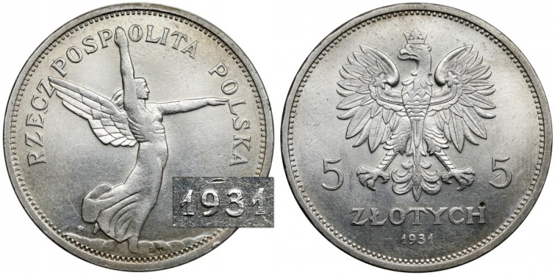 Nike 5 złotych 1931 - rzadki rok Bardzo atrakcyjny egzemplarz rzadkiego rocznika...