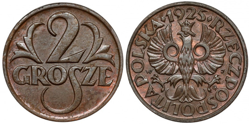 2 grosze 1925 Nieobiegowy egzemplarz z pozostałościami lakieru. 

Reference: C...