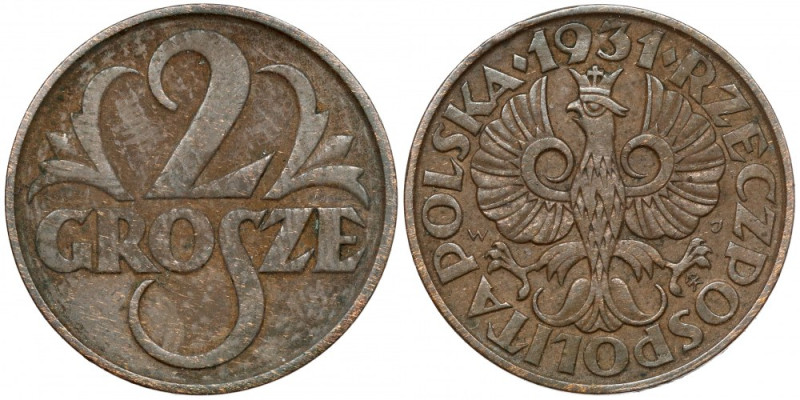 2 grosze 1931 Reference: Chałupski 2.5.5.a, Parchimowicz 102.f
Grade: XF/XF+ 
...