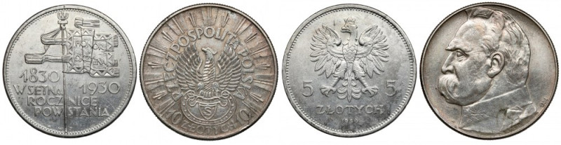 Sztandar i Strzelecki 10 złotych 1930 i 1934 (2szt) Sztandar w st.3+, Strzelecki...