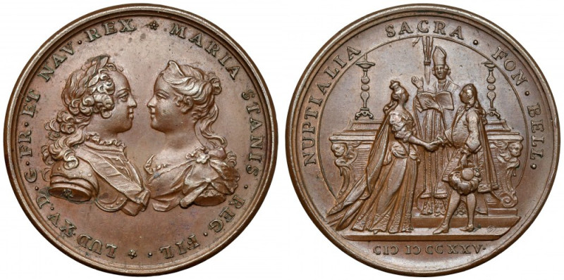 Francja, Medal zaślubinowy Ludwika XV i Marii Leszczyńskiej (1725) Późniejsza od...