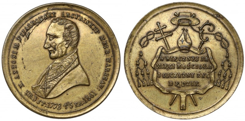 Medal Antonii Fijałkowski - Arcybiskup Metropolii Warszawskiej, 1861 Mosiądz, śr...