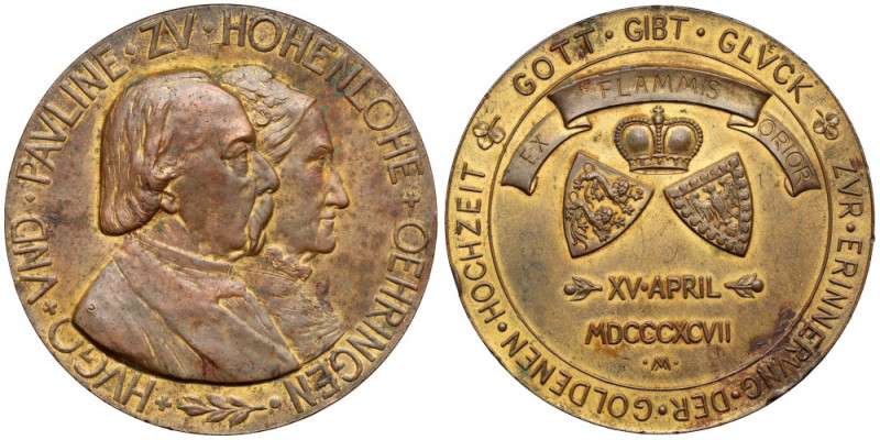 Śląsk, Medal 1897 - złota rocznica ślubu Medal wybity z okazji złotej rocznicy ś...