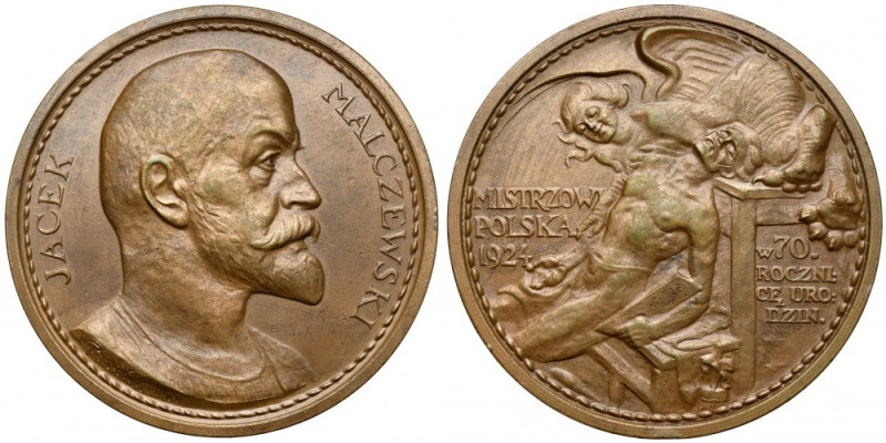 Medal Jacek Malczewski 1924 - nakład 100 szt. (Raszka) - jasny brąz Rzadki medal...