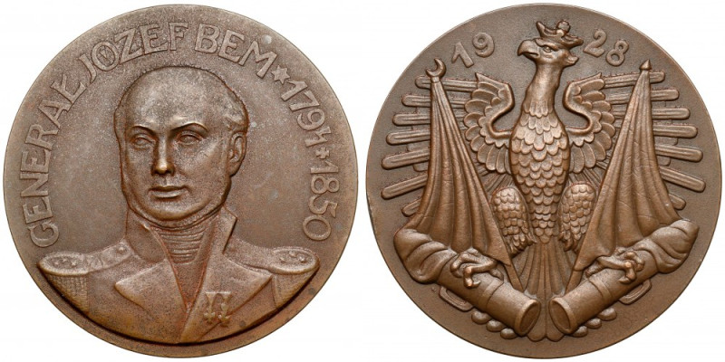 Medal Generał Józef Bem 1928 Patyna dość wyraźna, ale piękna. Mechanicznie bez u...