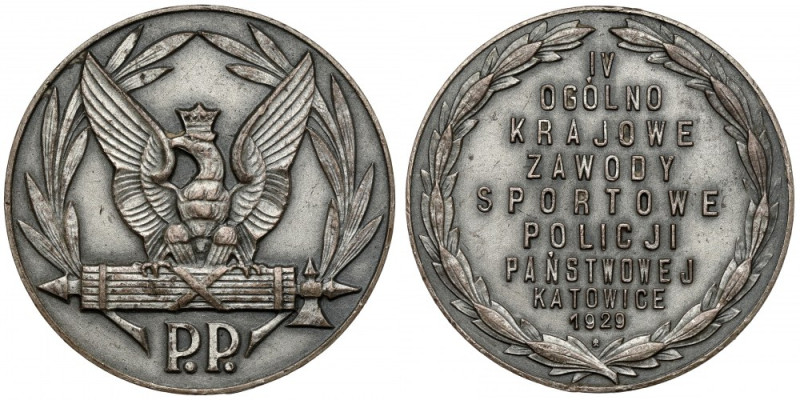 Medal Zawody sportowe Policji Państwowej, Katowice 1929 Na awersie przedstawiony...