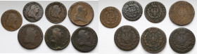 Prusy Południowe, 1 i 3 grosze 1796-1797, zestaw (7szt)