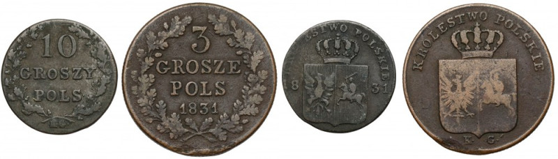Powstanie Listopadowe 3 i 10 groszy 1831 (2szt) 3 grosze w odmianie z łapami Orł...