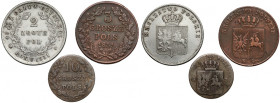 Powstanie Listopadowe, 3-10 groszy i 2 złote 1831, zestaw (3szt)