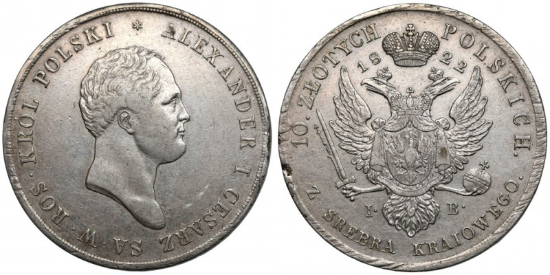 10 złotych polskich 1822 IB Najwyższy nominał wśród srebrnych monet czasów zabor...