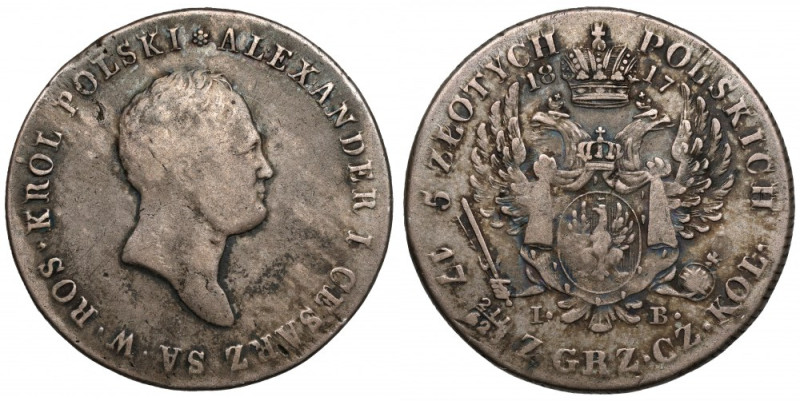 5 złotych polskich 1817 IB Wczesny typ drugiego rocznika pięciozłotówek czasów z...