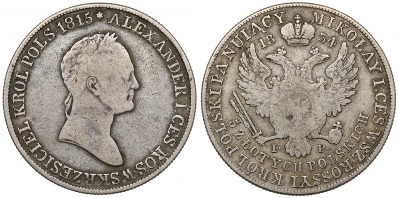 5 złotych polskich 1834 IP Ostatni rocznik 'pięciozłotówek polskich' z portretem...