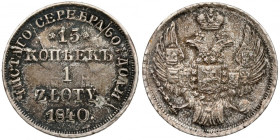 15 kopiejek = 1 złoty 1840 HГ, Petersburg
