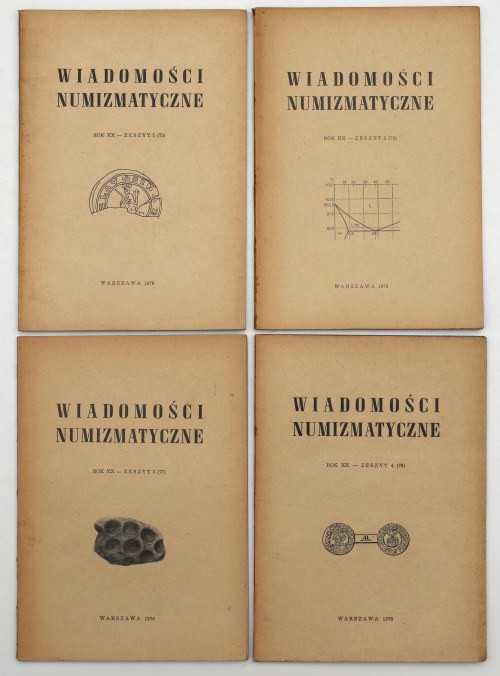 Wiadomości Numizmatyczne 1976 - kompletny rocznik Pełny komplet Wiadomości Numiz...