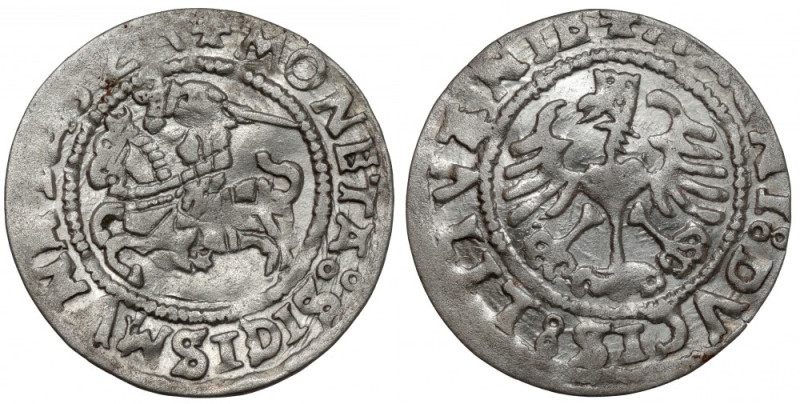 Zygmunt I Stary, Półgrosz Wilno 1527 - rzadki Litera D w SIGISMVNDI umieszczona ...