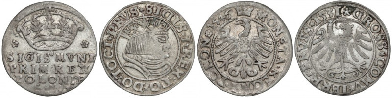 Zygmunt I Stary, Grosz Kraków 1546 ST i Toruń 1531, zestaw (2szt) Ładny Kraków w...