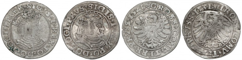 Zygmunt I Stary, Grosze Toruń 1528-1531, zestaw (2szt) 
Grade: 3, 3/VF+ 

Mor...