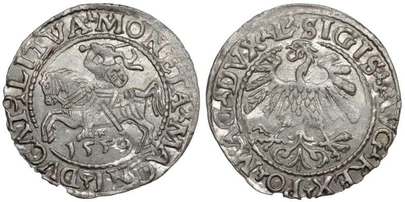 Zygmunt II August, Półgrosz Wilno 1559 - LITVA Bardzo ładny, jedynie lekko niece...