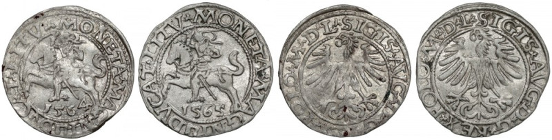 Zygmunt II August, Półgrosz Wilno 1564 i 1565 (2szt) Lekko gięte. 
 Obydwa w od...