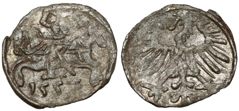 Zygmunt II August, Denar Wilno 1557 Odmiana z Pogonią 5 typu. Reference: Ivanaus...