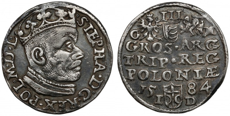 Stefan Batory, Trojak Olkusz 1584 - inicjały GH Późna dla tego rocznika odmiana ...