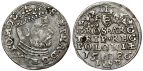 Stefan Batory, Trojak Olkusz 1586 - NH przy herbach