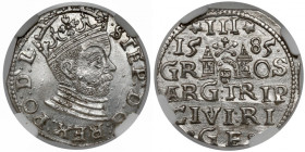 Stefan Batory, Trojak Ryga 1585 - mala, bez naramiennika