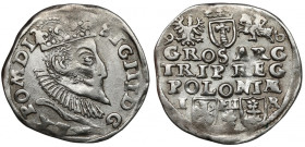 Zygmunt III Waza, Trojak Poznań 1596 - data przy herbach R3