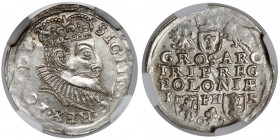 Zygmunt III Waza, Trojak Poznań 1597 - falista - prosta